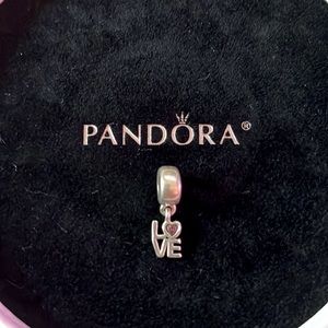 PANDORA LOVE Sterling Silver Dangle Charm With Salmon Zirconia Heart